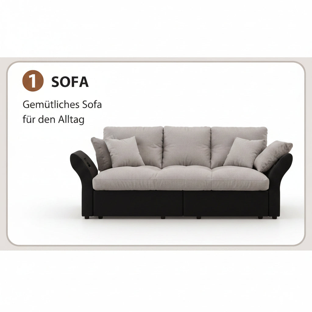 3-in-1 Velours-Sofa