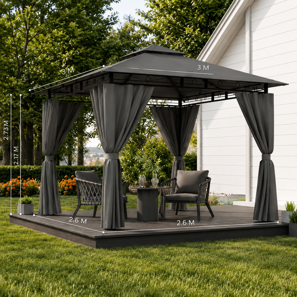 LED Garten Pavillon 3x3m