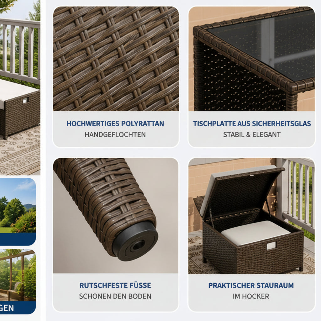 Premium 5-teiliges Rattan Lounge Set