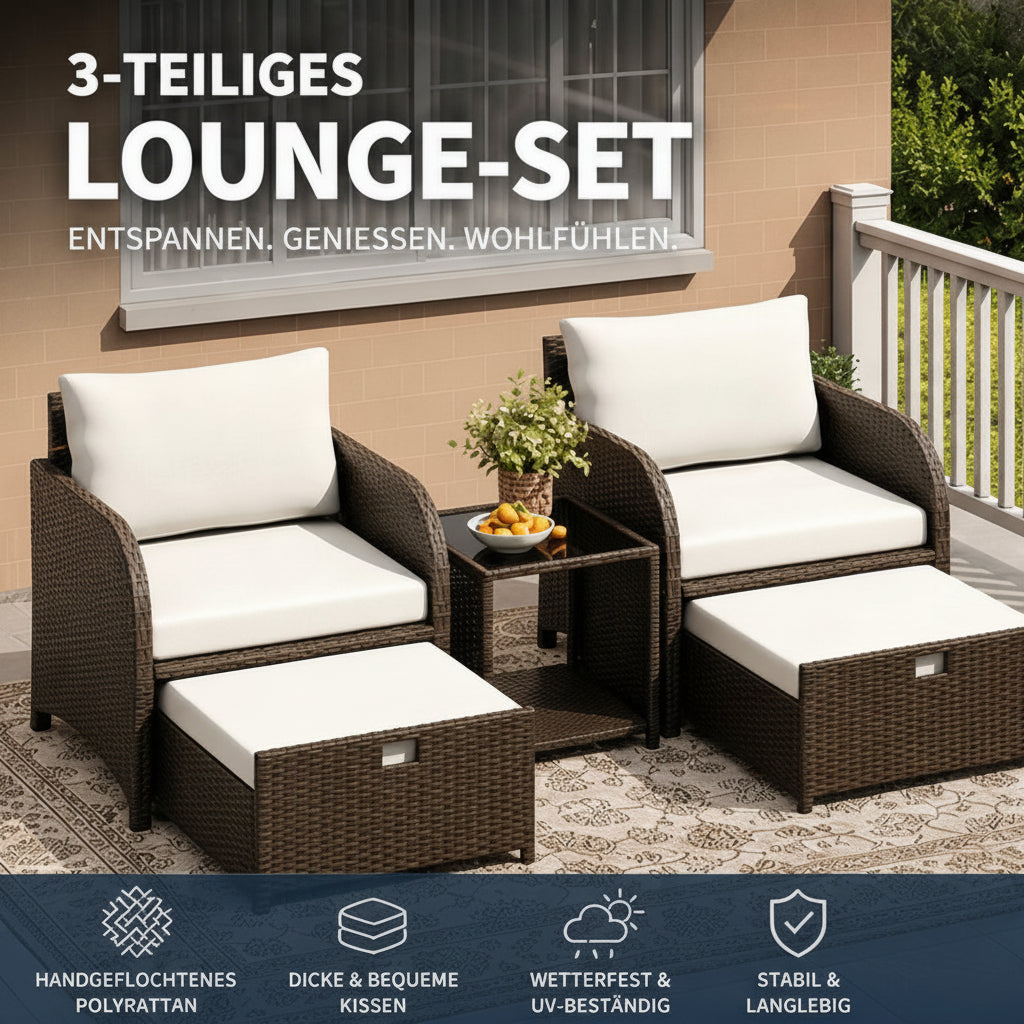 Premium 5-teiliges Rattan Lounge Set