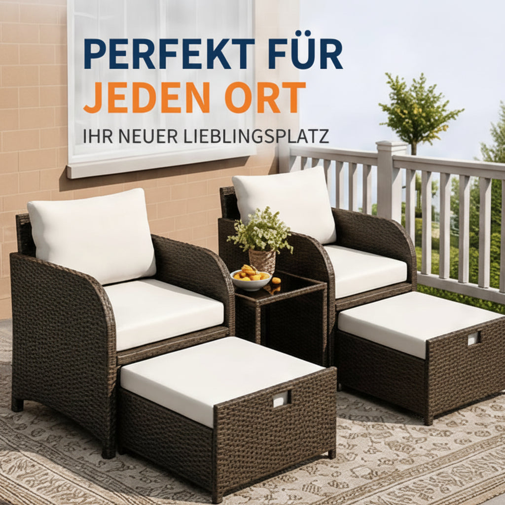 Premium 5-teiliges Rattan Lounge Set
