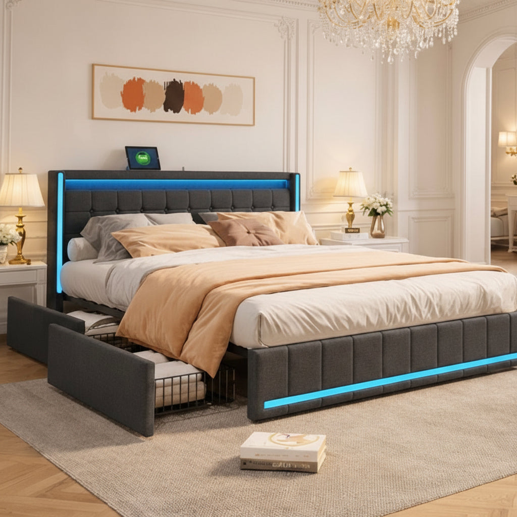 LED-Designbett 140x200