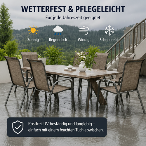 6er Set Outdoor Stühle - Stapelbar & Wasserfest