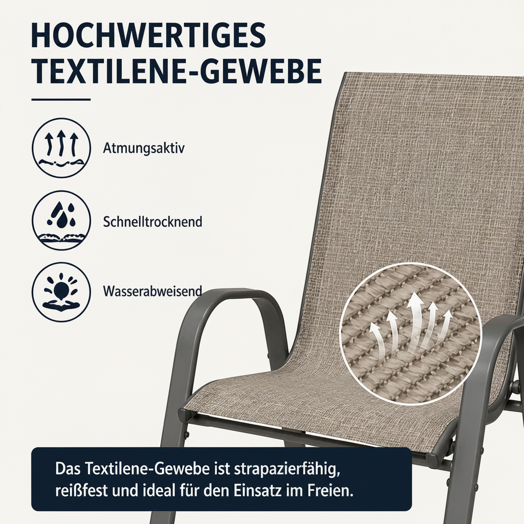6er Set Outdoor Stühle - Stapelbar & Wasserfest