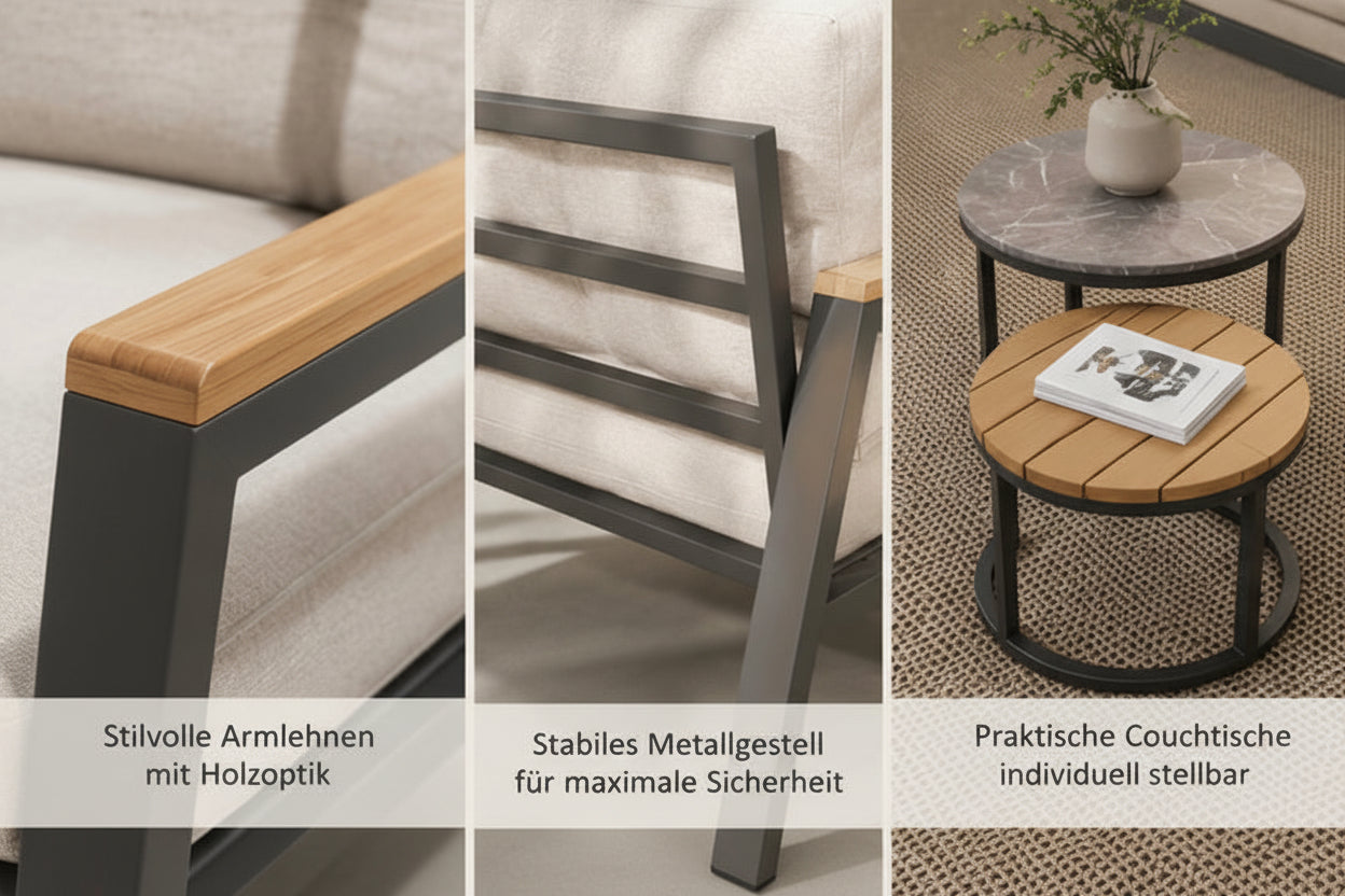 Verzinkter Stahl/Mamor Garten Lounge Set