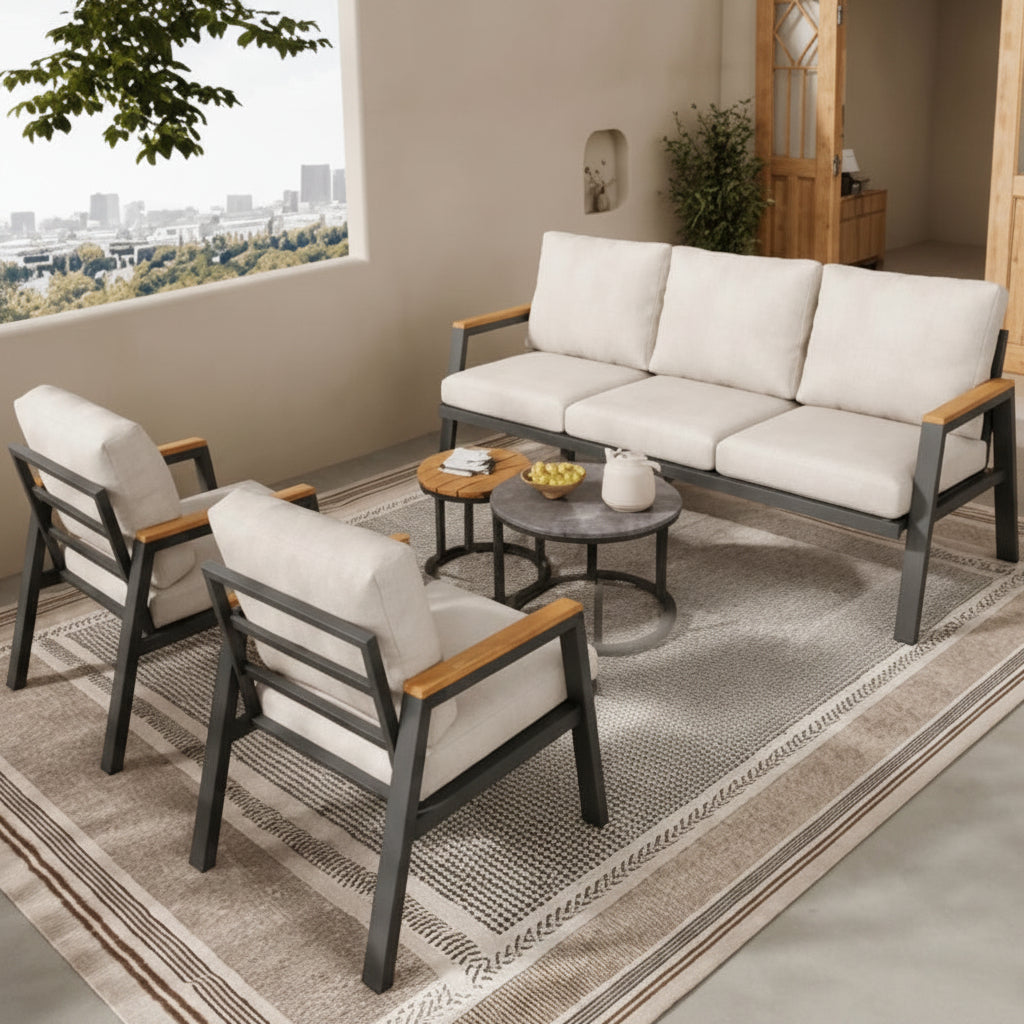Verzinkter Stahl/Mamor Garten Lounge Set