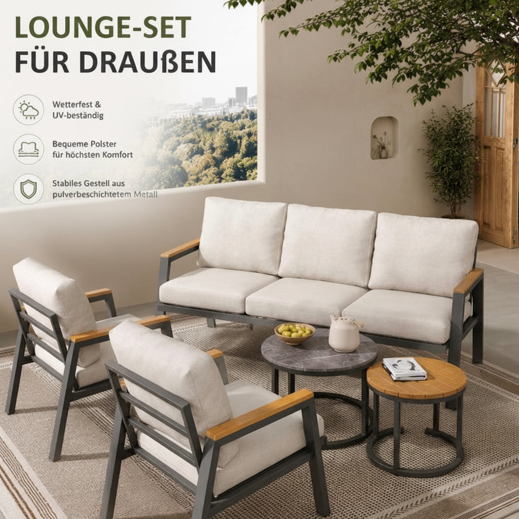 Verzinkter Stahl/Mamor Garten Lounge Set