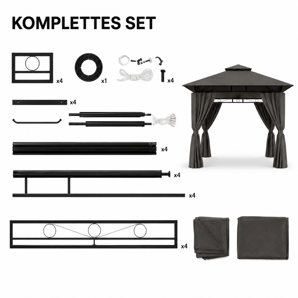 LED Garten Pavillon 3x3m