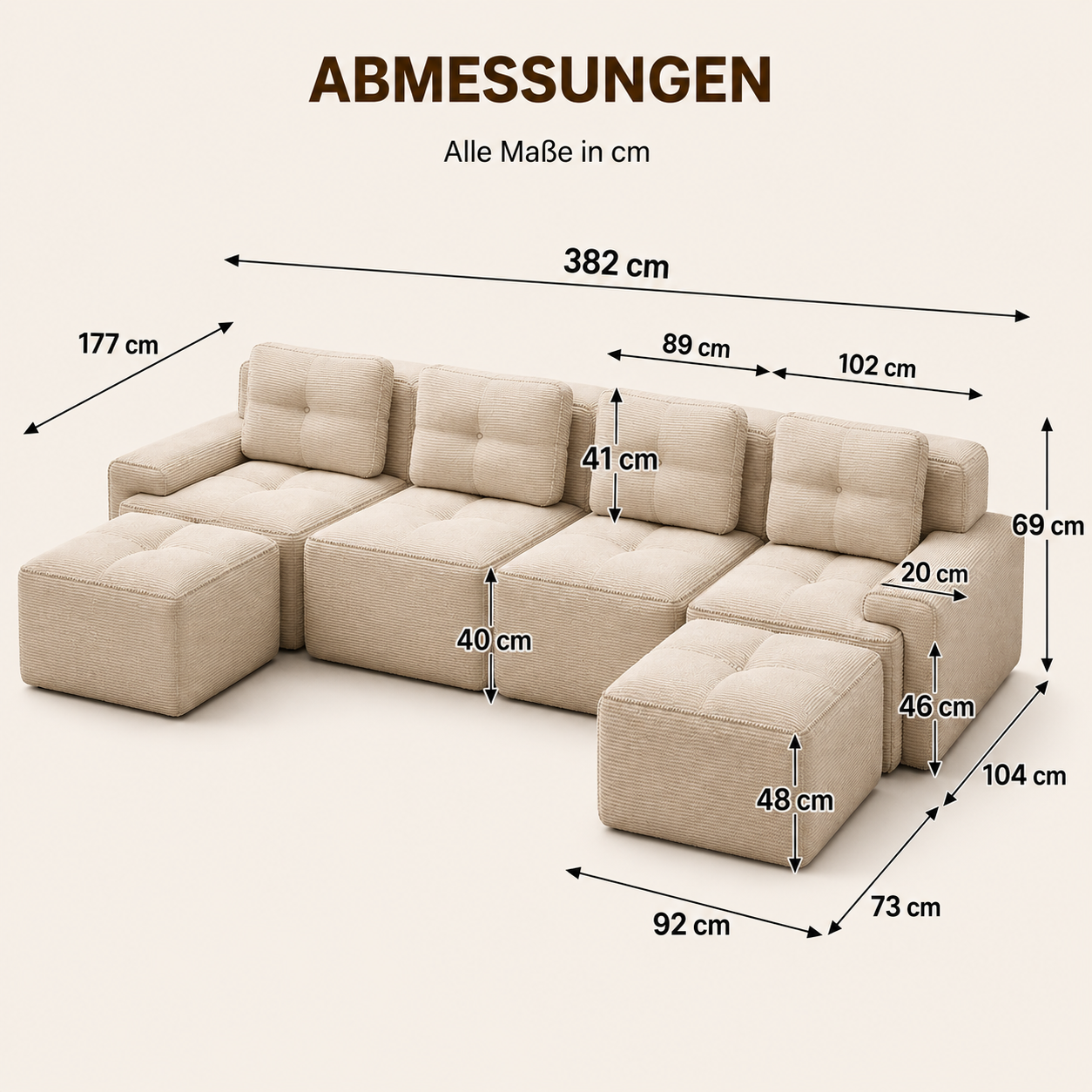 Lounge Cloud Sofa U-Form