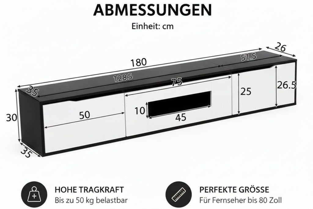 Schwebendes TV Lowboard 180cm