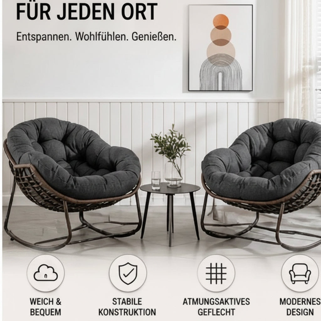XXL Rattan Schaukelstuhl