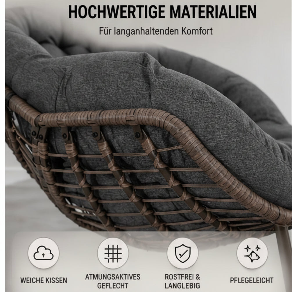 XXL Rattan Schaukelstuhl