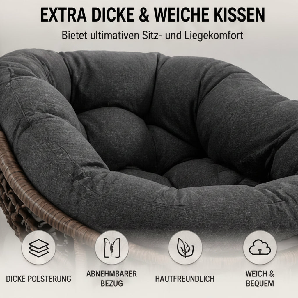XXL Rattan Schaukelstuhl