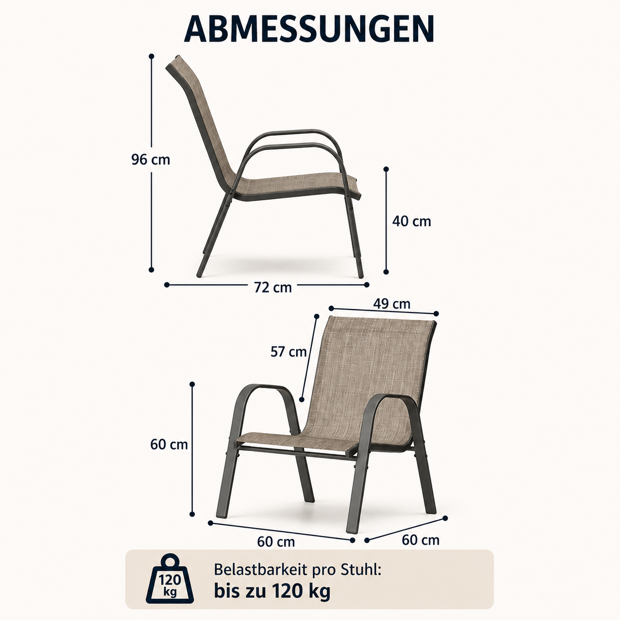 6er Set Outdoor Stühle - Stapelbar & Wasserfest