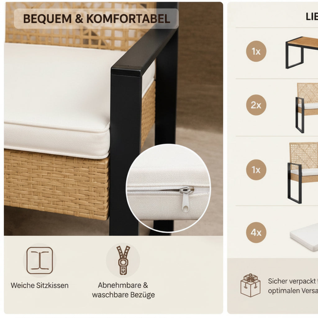 Elegantes Gartenmöbel-Set in Rattanoptik
