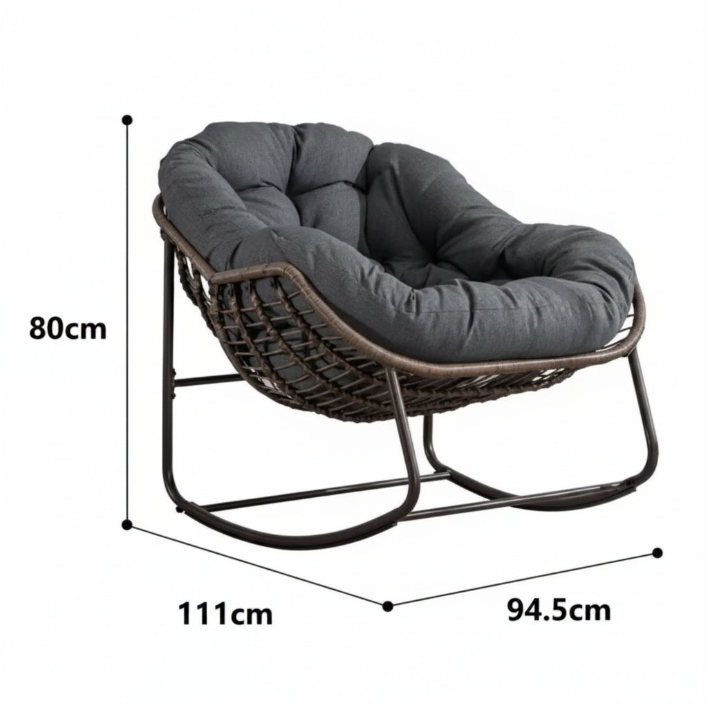 XXL Rattan Schaukelstuhl